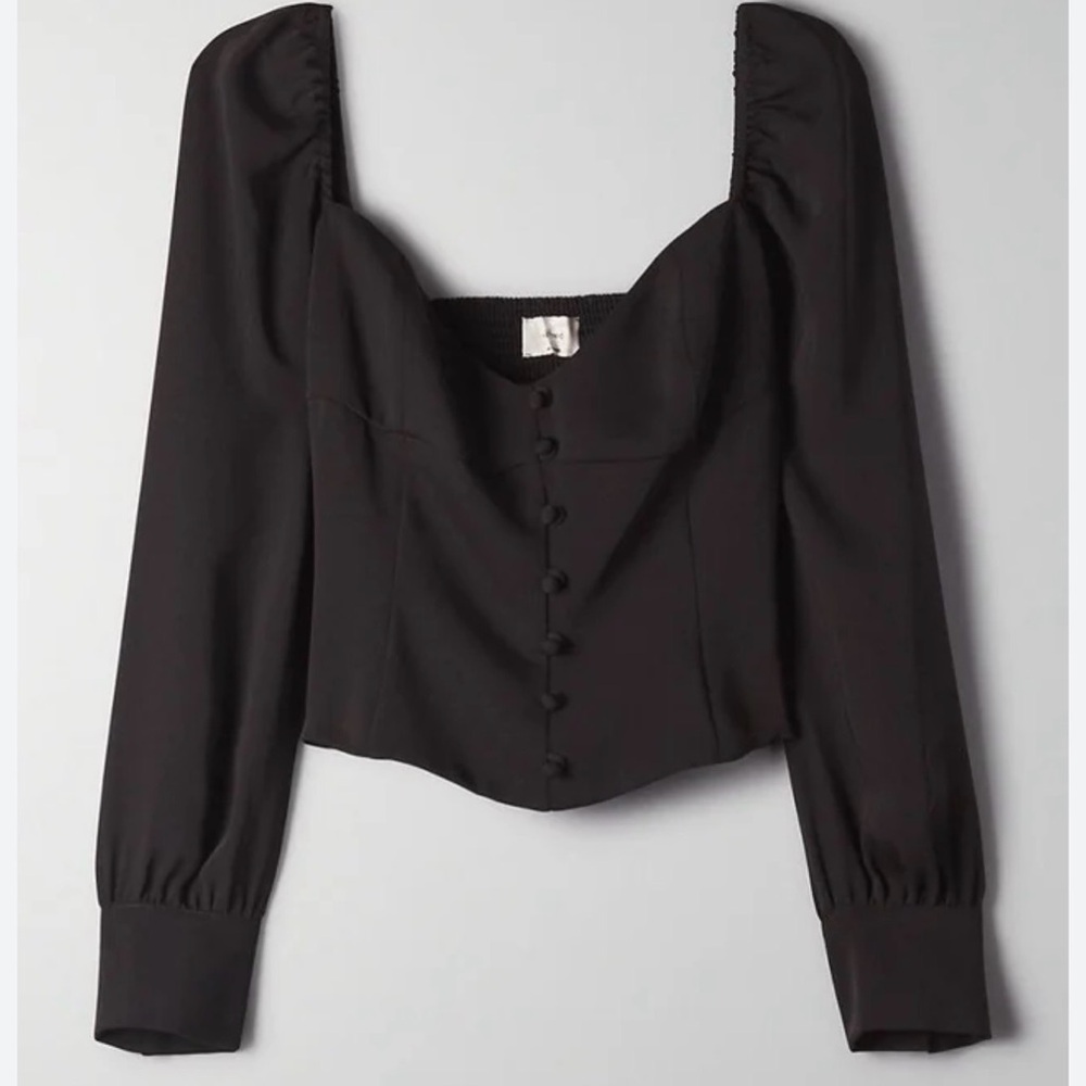 Aritzia Black Button-Up Blouse - image 1